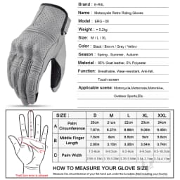 Retro Motorcycle Leather Gloves Perforated Summer Breathable Touch Screen Motobike Cycling Accessories Full Finger Protective