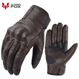 Retro Motorcycle Leather Gloves Perforated Summer Breathable Touch Screen Motobike Cycling Accessories Full Finger Protective