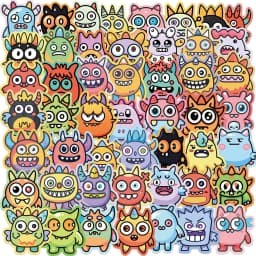 50pcs Cute Little Monsters Cartoon Graffiti Stickers DIY Phone Guitar Laptop Suitcase Cup Waterproof Sticker Kids Toy