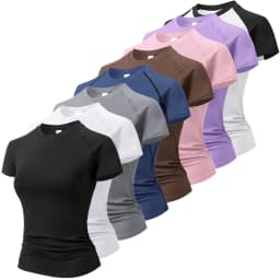 Women's Compression Shirt Short Sleeve Athletic Yoga Running T-Shirt Summer Gym Workout Quick Dry Stretchy Tees Tops Baselayer