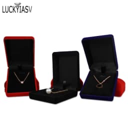 Wholesale Pendant Necklace Chain Storage Package Gift Box Soft Black Blue/Red/Velvet Casket Long Earrings Jewelry Organizer Box