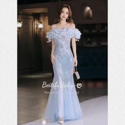 BeitifuBaby Elegant Prom Dress for Women Evening Party Off The Shoulder Sleeveless Fishtail Skirt Sequins Heavy Industry Banquet