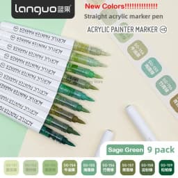 LANGUO 171/9 Colors Direct Liquid Acrylic Paint Pens Brush Marker for Rock Painting Stone Canvas DIY Art Supplies Stationery