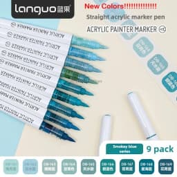 LANGUO 171/9 Colors Direct Liquid Acrylic Paint Pens Brush Marker for Rock Painting Stone Canvas DIY Art Supplies Stationery