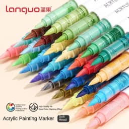 LANGUO 171/9 Colors Direct Liquid Acrylic Paint Pens Brush Marker for Rock Painting Stone Canvas DIY Art Supplies Stationery