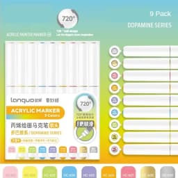 LANGUO 171/9 Colors Direct Liquid Acrylic Paint Pens Brush Marker for Rock Painting Stone Canvas DIY Art Supplies Stationery