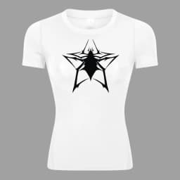 Spider Print Short Sleeve Compression Shirt for Women Athletic Running Workout Yoga T-Shirt Tees Baselayer Tops Gym Sports Gear