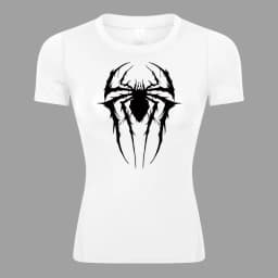 Spider Print Short Sleeve Compression Shirt for Women Athletic Running Workout Yoga T-Shirt Tees Baselayer Tops Gym Sports Gear