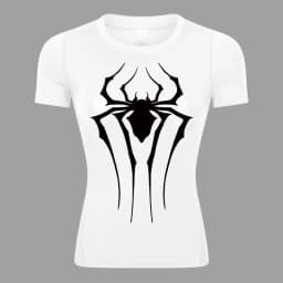 Spider Print Short Sleeve Compression Shirt for Women Athletic Running Workout Yoga T-Shirt Tees Baselayer Tops Gym Sports Gear