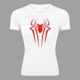 Spider Print Short Sleeve Compression Shirt for Women Athletic Running Workout Yoga T-Shirt Tees Baselayer Tops Gym Sports Gear