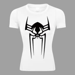 Spider Print Short Sleeve Compression Shirt for Women Athletic Running Workout Yoga T-Shirt Tees Baselayer Tops Gym Sports Gear