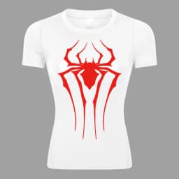 Spider Print Short Sleeve Compression Shirt for Women Athletic Running Workout Yoga T-Shirt Tees Baselayer Tops Gym Sports Gear