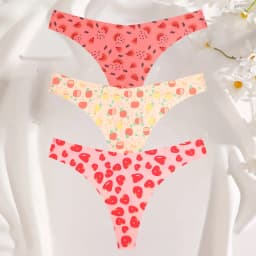 3PCS/SET Sexy G-String For Women Colorful Bikini Female Underwear T-back Intimates Lingerie Seamless Low Waist Underpants Lady