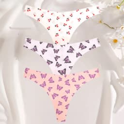 3PCS/SET Sexy G-String For Women Colorful Bikini Female Underwear T-back Intimates Lingerie Seamless Low Waist Underpants Lady