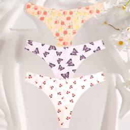 3PCS/SET Sexy G-String For Women Colorful Bikini Female Underwear T-back Intimates Lingerie Seamless Low Waist Underpants Lady