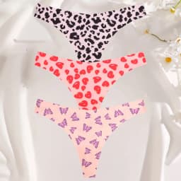 3PCS/SET Sexy G-String For Women Colorful Bikini Female Underwear T-back Intimates Lingerie Seamless Low Waist Underpants Lady