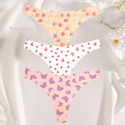 3PCS/SET Sexy G-String For Women Colorful Bikini Female Underwear T-back Intimates Lingerie Seamless Low Waist Underpants Lady