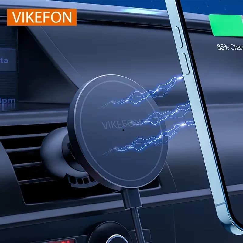 VIKEFON Magnetic Car Wireless Charger For iPhone 12 13 14 15 Pro Max Air Vent Car Phone Holder Stand Fast Car Charging