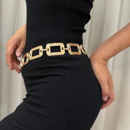 Street 1pc Versatile Hollow Out Square Shaped Metal Waist Chain For Women Fashionable Summer for Skirt Or Jeans