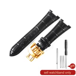 For Patek Philippe Nautilus Series 5711 5712 5980 Genuine Leather Cowhide Waterproof Watch Strap with Steel Joint 25mm