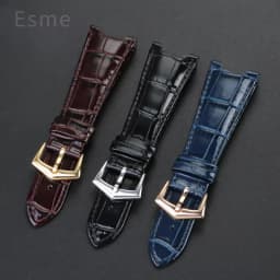 For Patek Philippe Nautilus Series 5711 5712 5980 Genuine Leather Cowhide Waterproof Watch Strap with Steel Joint 25mm