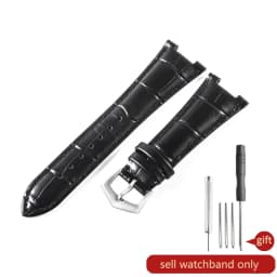 For Patek Philippe Nautilus Series 5711 5712 5980 Genuine Leather Cowhide Waterproof Watch Strap with Steel Joint 25mm