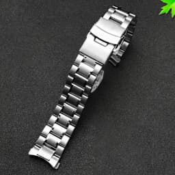 Curved End Solid Matte Stainless Steel Watch Band For Seiko Citizen Casio Timex 20mm 22mm Black Metal Strap Watch Accessories