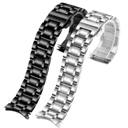 Curved End Solid Matte Stainless Steel Watch Band For Seiko Citizen Casio Timex 20mm 22mm Black Metal Strap Watch Accessories