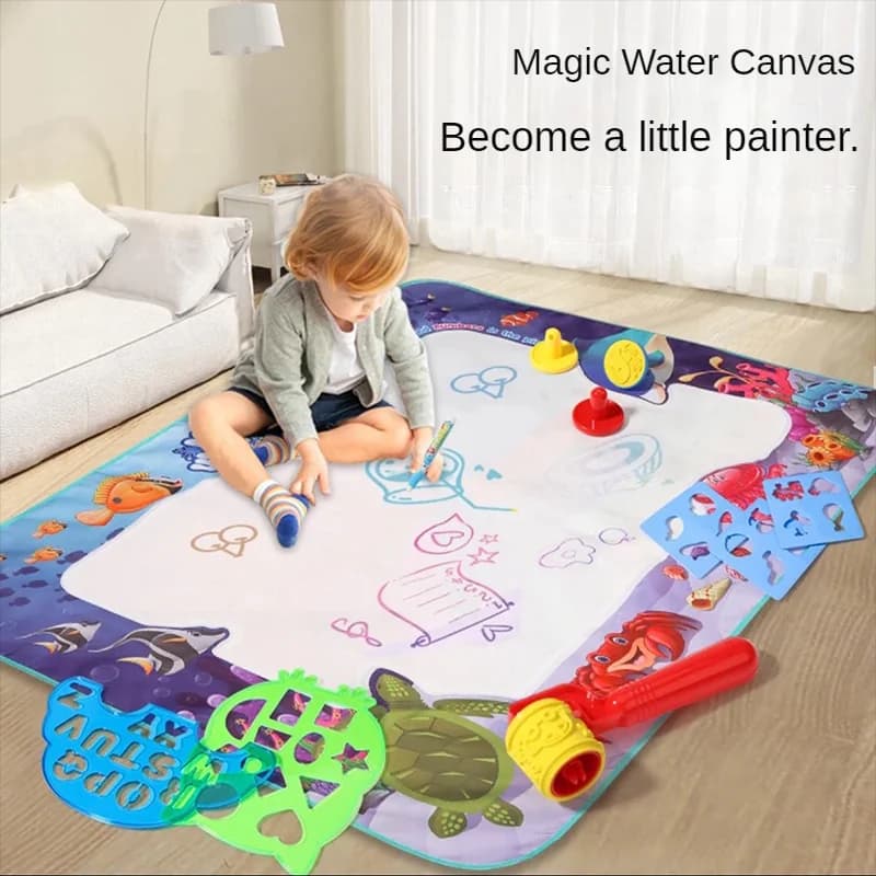 Magic Water Drawing Mat Coloring Doodle with Reusable Magic Pens Montessori Painting Board Educational Toys Kids Gifts