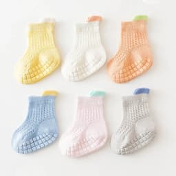 3pairs/lot 6 Colored Of Net Eye Non-slip Baby Girl Sock Hollow-out Breathable Thin Infant Girl Cotton Socks Children's Socks Kit