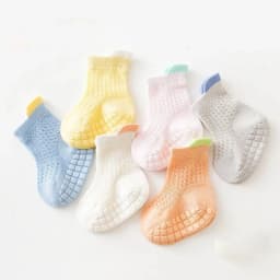 3pairs/lot 6 Colored Of Net Eye Non-slip Baby Girl Sock Hollow-out Breathable Thin Infant Girl Cotton Socks Children's Socks Kit