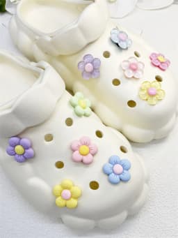 10PCS Shoe Charms ABS Decorations Accessories DIY Transparent Sunflower Clog Buckle Shoes Slides Candy Color Fit Slipper Sandals