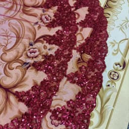 Self Portrait of a Single Story Small Church, Wine Red Bride Lace Veil, Wedding Accessories, Sequin Lace+Comb