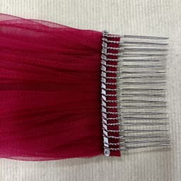 Self Portrait of a Single Story Small Church, Wine Red Bride Lace Veil, Wedding Accessories, Sequin Lace+Comb