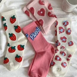 Pink Socks Women's Spring Trend Versatile Mid Tube Socks Love Letter Cute Kawaii Long Socks Ins Trendy Outwear Women's Socks