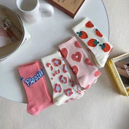 Pink Socks Women's Spring Trend Versatile Mid Tube Socks Love Letter Cute Kawaii Long Socks Ins Trendy Outwear Women's Socks