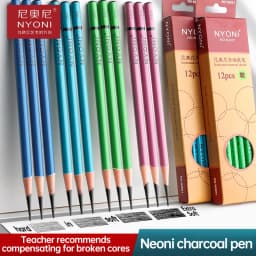 NYONI Black Charcoal Pencil Soft/Medium/Hard Carbon Pencil Wooden Charcoal Pencils For Sketching Drawing Stationery