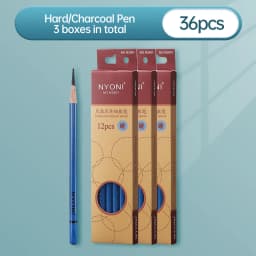 NYONI Black Charcoal Pencil Soft/Medium/Hard Carbon Pencil Wooden Charcoal Pencils For Sketching Drawing Stationery
