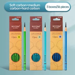 NYONI Black Charcoal Pencil Soft/Medium/Hard Carbon Pencil Wooden Charcoal Pencils For Sketching Drawing Stationery