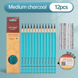 NYONI Black Charcoal Pencil Soft/Medium/Hard Carbon Pencil Wooden Charcoal Pencils For Sketching Drawing Stationery