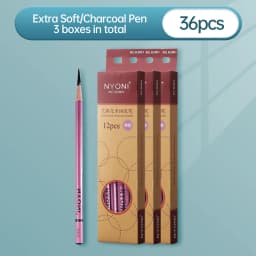 NYONI Black Charcoal Pencil Soft/Medium/Hard Carbon Pencil Wooden Charcoal Pencils For Sketching Drawing Stationery