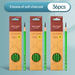 NYONI Black Charcoal Pencil Soft/Medium/Hard Carbon Pencil Wooden Charcoal Pencils For Sketching Drawing Stationery