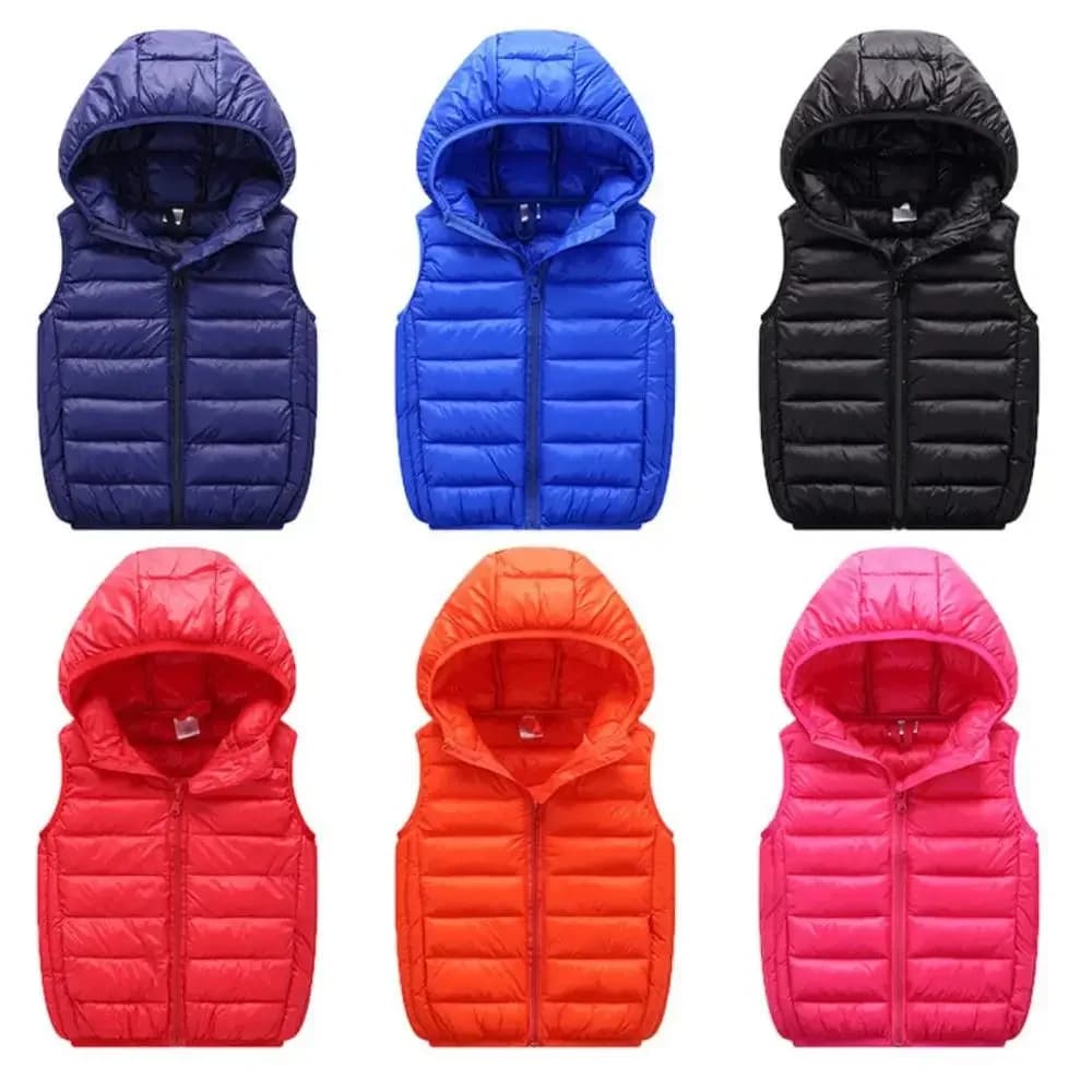 Fall Solid Waistcoat Children Outerwear Winter Coats Kids Clothes Warm Boys and Girls Hooded Vest for Age 2-12 Years Old