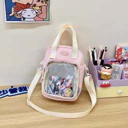Girls New Cute 20cm Doll Bag Y2K Versatile Transparent Pocket Shoulder Crossbody Bags Simple Basic Ita Bag Student Handbag Purse