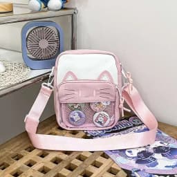 Girls New Cute 20cm Doll Bag Y2K Versatile Transparent Pocket Shoulder Crossbody Bags Simple Basic Ita Bag Student Handbag Purse