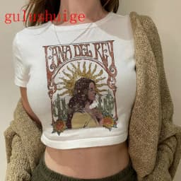 Crop Top Lana Del Rey Ldr Sailing Graphics T Shirt Cropped Harajuku Women Vintage Short-Sleeve T-Shirt Streetwear Female Tshirt