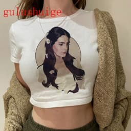 Crop Top Lana Del Rey Ldr Sailing Graphics T Shirt Cropped Harajuku Women Vintage Short-Sleeve T-Shirt Streetwear Female Tshirt