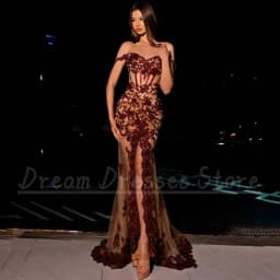 Sexy Front Slit Mermaid Evening Dress Classic Tulle Applique Illusion Floor Length Spaghetti Straps Customized Prom Gowns Custom