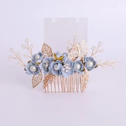 Pink/Blue Flower Bridal Hair Comb and Hairpins Pearl Wedding Hair Accessories Flower Head Piece For Women Ladies Hair Jewelry