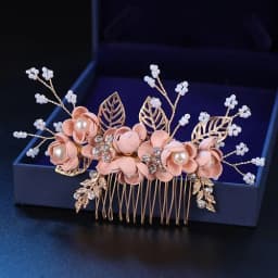 Pink/Blue Flower Bridal Hair Comb and Hairpins Pearl Wedding Hair Accessories Flower Head Piece For Women Ladies Hair Jewelry